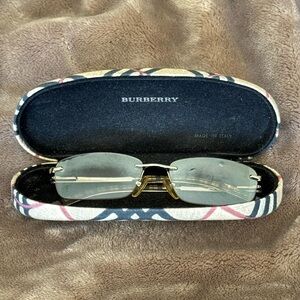 Y2K Authentic Burberry Safilo Rimless Sunglasses with Original Nova Check Case